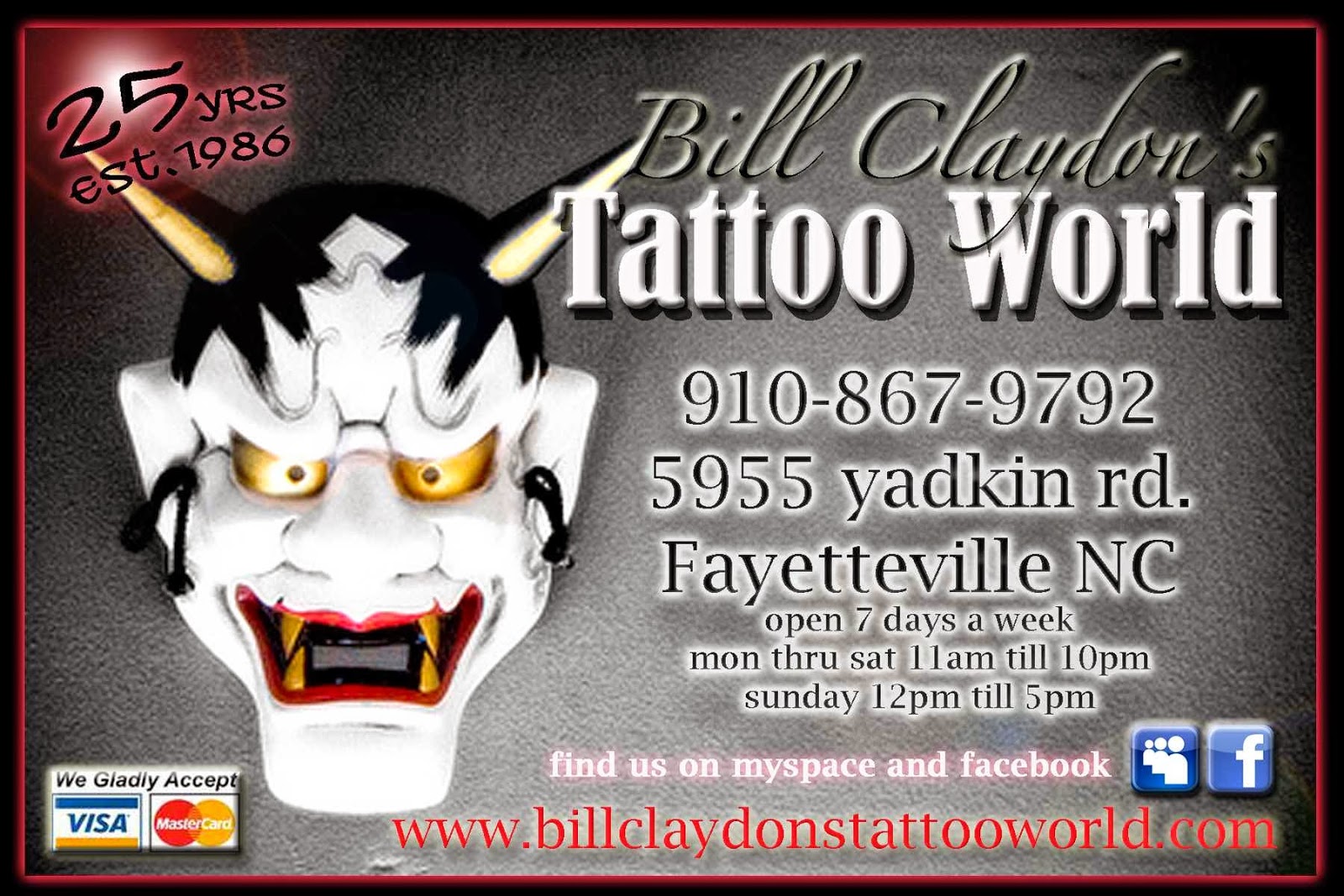 Bill Claydon's Tattoo World, 5955 Yadkin Road, Fayetteville, Reviews